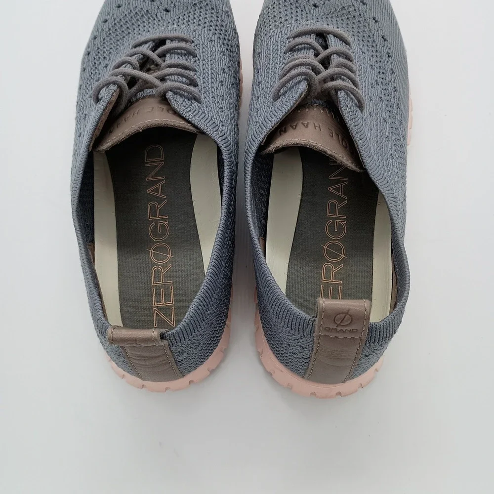 Cole Haan ZeroGrand Stitchlite Wingtip‎ Oxford Gray Pink Womens 7B